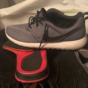 Grey and black shoes